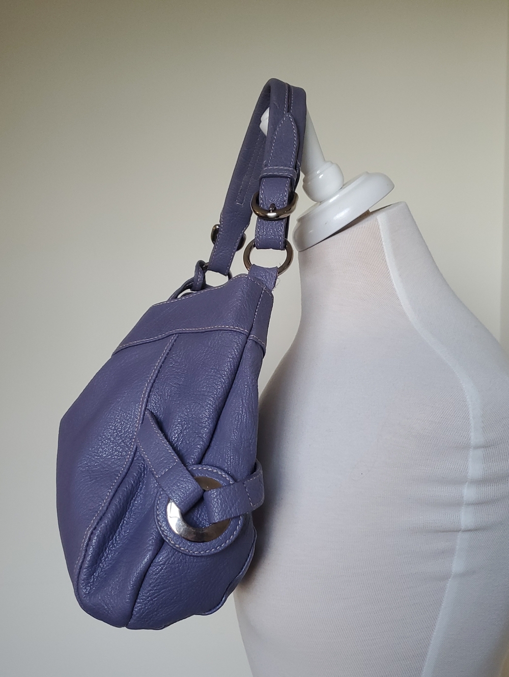 Furla Pebbled Leather Shoulder Bag In Periwinkle/Lavender Purple - Picture 3 of 11
